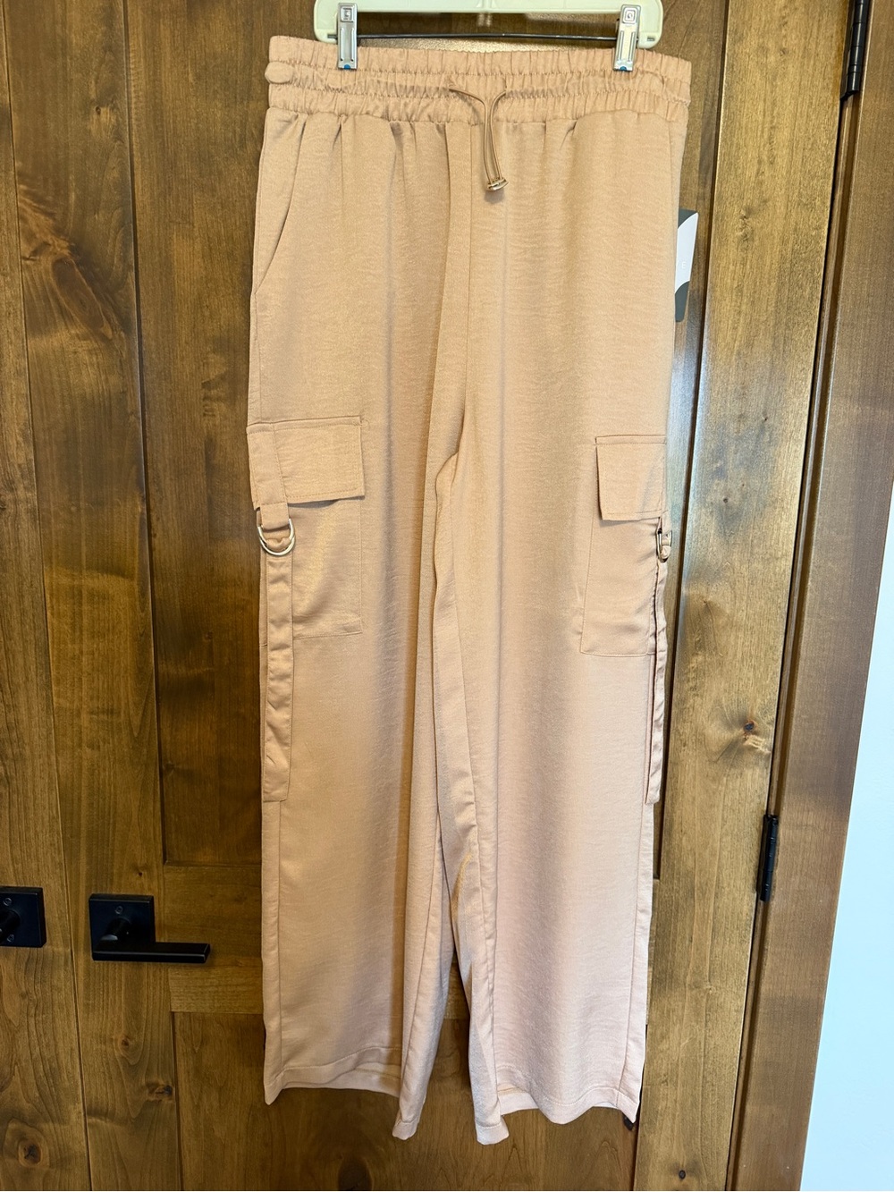 Love Poem rose gold satin pants NWT